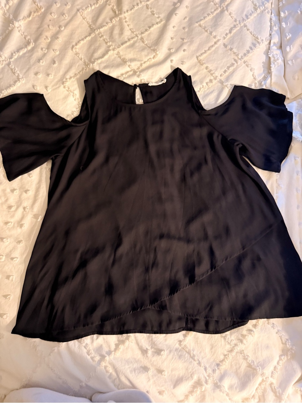 Lush Black Cold-Shoulder Blouse